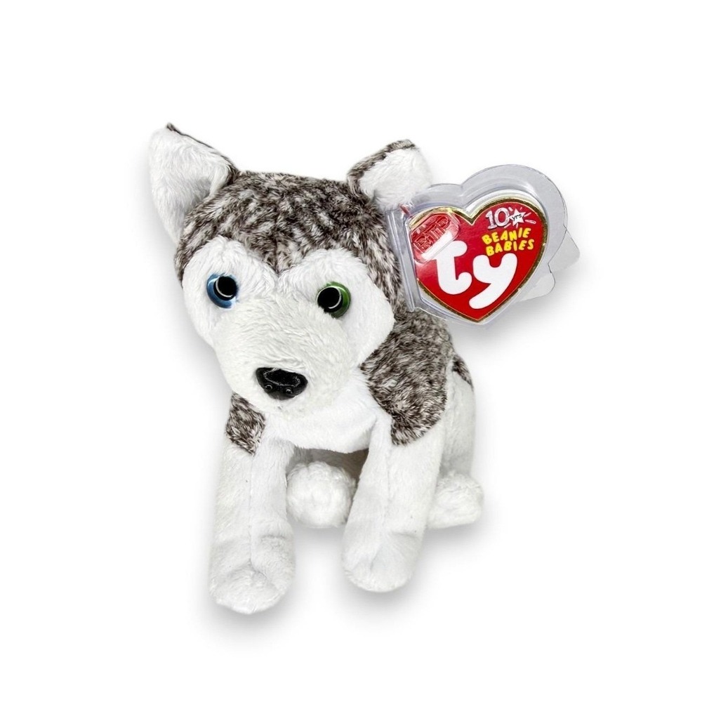 Mukluk‎ the Husky Ty Beanie Baby | Blue & Green-Eyed Husky | Mint Heart Tag